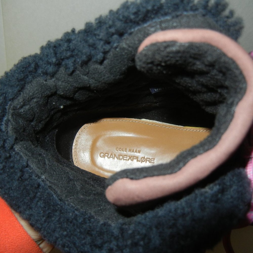 Cole Haan Sz 9 Womens Grand Explore Boot Waterproof Shearling Hiker Wedge Suede - Picture 4 of 11